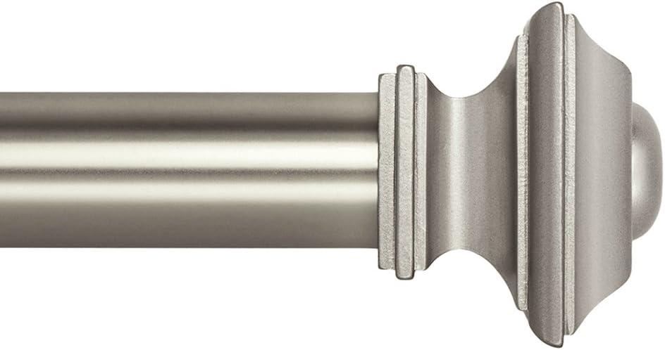 Ivilon Drapery Treatment Window Curtain Rod - Square Design 1 1/8 Rod. 72 to 144 Inch. Satin Nickel