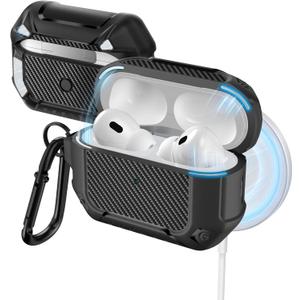 MOBOSI for AirPods Pro 2 Case Compatible with MagSafe with Cleaner Kit & Lock & Keychain, Full Body Shockproof Protective Case for Airpod Pro 2 Cover 1st/2nd Generation(2023/2022/2019), Black