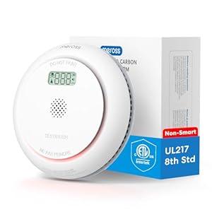 meross Interconnected Smoke and Carbon Monoxide Detector Combo, 2 in 1 Fire & CO Alarm, OneTouch Test/Hush Button, LCD Display, 10Year Lifespan