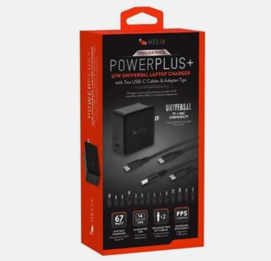 Helix 65W Universal USB-C Laptop Charger Power Adapter (ETHNBC65U) Black