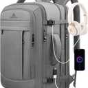 Carry On Backpack, 50L Extra Travel Laptop Backpack for Men Women, Big Bag Business Travel Essentials Gifts for men, 17 Inch Laptop Backpack Computer Bag Gifts for Him Men, Grey