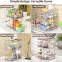 Clear Bathroom Organizers 2 Sets 3 Tier, Pull Out Organizer and Storage with 2 Cups, Slide Out Drawer Storage Container with 6 Dividers, Multi-Purpose Bathroom Organizer, Kitchen Under Sink Organizer