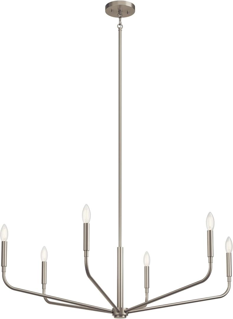 Kichler Madden 6-Light Chandelier, Soft Modern Light in Brushed Nickel, Sloped Ceiling Compatible, for Entryway, Breakfast Nook or Laundry Room (18.25" x 38"), 52719NI