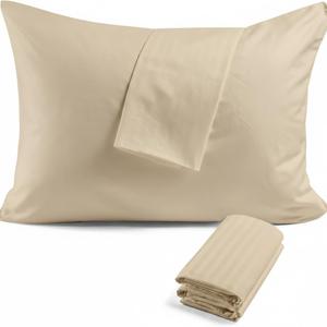 Toddler Travel Pillow Cover 100% Egypatian Cotton Pillowcase Set of 2 with Zipper Closure Small Pillow Case 500 Thread Count Travel Pillowcase 13x18 Inch, Taupe