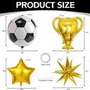 10 Pcs 4D Sphere Soccer Balloons Set with Golden Championship Trophy & Star Burst Balloon - Soccer Party Decorations for World Cup Parties, Sports Theme Birthday, Football Fans Party Decoration Supply