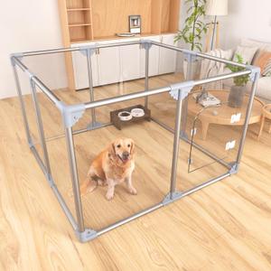 Acrylic Dog Playpen Dog Playpen Indoor Puppy Pen Pets Fence Puppies Cage10 Panels for Puppies Dog Play Pens for Dogs Indoor (8)