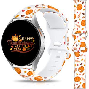 Christmas Halloween Watch Bands Compatible with Samsung Galaxy Watch 40mm 41mm 42mm 44mm 45mm 46mm, 20mm Holiday Replacement Silicone Strap for Galaxy Watch 7 / 6 / 5 / 5 Pro / 4 / 4 Classic / 3 / Active 2&1 (Autumn)