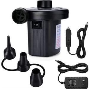 Air Pump Air Mattress Pump for Inflatables Blow up Pool Raft Bed Boat Toy, Quick-Fill, for Outdoor Camping, Inflatable Cushions, Electric Air Mattress Beds, Boats, Swimming (Black)