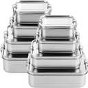 Umigy 8 Pcs Stainless Steel Food Containers 550/850/1400/2400 ml Metal Bento Lunch Box Stainless Steel Food Storage Containers, Lockable Clips to Leak Proof, Reusable Dishwasher Snack Boxes for Work
