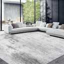 HOMBYS  6x9 ft Modern Area Rug for Living Room Bedroom, Large Abstract Floor Carpet with Non-Slip Backing for Indoor Office Dining Room, Boho Farmhouse Home Deco, Grey, Machine Washable