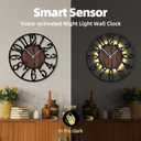 Mee 2ou 20 Inch Large Metal Wall Clock with Voice and Light Sensor Night Light, Glow in The Dark Non-Ticking Silent Battery Operated Decorative Oversized Wall Clock for Bedroom Living Room Decor