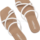 FITORY Women's Slide Sandals Flat Toe Ring Thongs with Cross Strap for Summer Size 7M