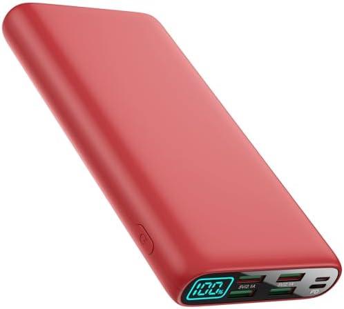 Portable Charger 38800mAh,LCD Display Power Bank,5 USB Outputs Battery Pack Backup,USB-C in&out Dual Input Phone Charging Compatible with iPhone 16/15/14/13 Pro,Android Samsung Galaxy Pixel Nexus-Red
