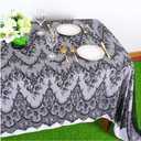 Partisout Black Lace Tablecloth Rectangular 60x120 Lace Table Cover Rectangle Lace Overlay Table Clothes for Wedding Rustic Tablecloths Embroidered Lace Table Cover for Halloween (LT005 Black)