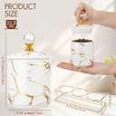 3 Pcs Ceramic Coffee Canister Set with Lids and Metal Stand, Marble Sugar Coffee Tea Containers, Kitchen Counter Storage Jars for Bar Accessories