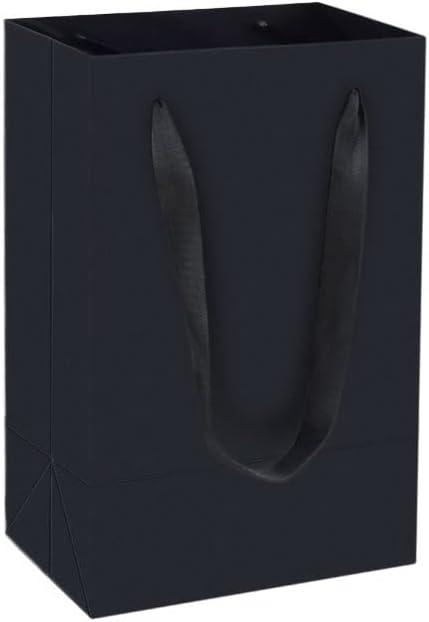 HUAPRINT 30 Pack Black Small Paper Bags with Handles - 5.25x3.75x8 inch Gift Wrap Bag for Retail,Party Favor,Merchandise,Business,Shopping,Wedding