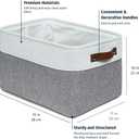 OrganiHaus Large Fabric Storage Baskets for Shelves 3 Pack, 15x11in Closet Storage Bins, Canvas Storage Bin for Organizing, Cloth Baskets, Linen Closet Organizers, Gray/Off-White