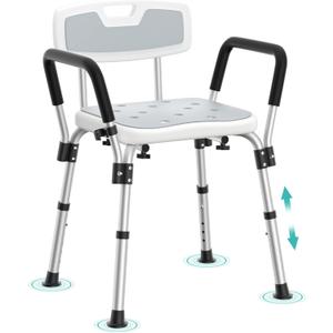 Kicimpro HSA/FSA Shower Chair for Elderly & Disabled, 10 Min Installation, Heavy Duty Bath Chair with Pad, 6 Adjustable Height Shower Seat for 5'1"-6'4" Users