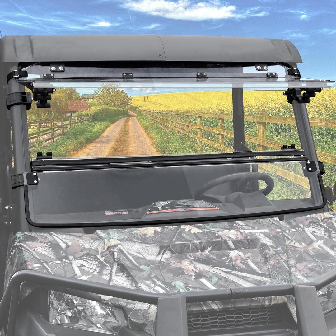 3-IN-1 Flip Up Windshield for Polaris Ranger Midsize 570 500 SP 570 Accessories, 1/5" Hard Coated PC Adjustable Split Foldable Windshield for Ranger 570, Open/Vented/Closed, Not Fit FullSize