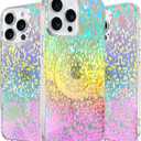 SOKAD Iridescent Magnetic for iPhone 15 Pro Case, Compatible with Magsafe, Aesthetic Glitter Sparkly Diamond Design for Girls Women, Unique Glossy Fluorescent Holographic Protective Phone Case