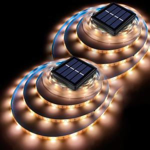 Solar LED Strip Lights Outdoor String Light Waterproof 20FT 180LED Cuttable Tape Rope Solar Lighting for Garden Path, Deck, Yard, Stair, Step, Decorative Lighting 2 Packs (Warm White 19.7ft)