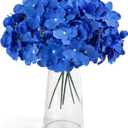 Auihiay 26 PCS Royal Blue Hydrangea Artificial Flowers, Silk Hydrangea Heads with Stems, Fake Flowers for DIY Wedding Centerpiece, Baby Shower, Home, Party, Garden Decoration