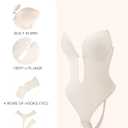 Women Shapewear Backless Body Bra Shaper Womens Plus Size Plunge Invishaper Low Back Thong Bodysuits Open Crotch Daily Use (Beige, M)