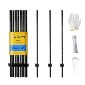 Metal Fence Post 4 Feet Black Pack of 10 U Post for Wire Fence