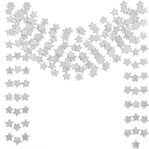 6 Pcs Glitter Silver Star Paper Garland Christmas Birthday Party Decorations Sparkling Bunting Banner Hanging Decorations for Bridal Shower Baby Shower Bachelorette Party Wedding Holiday (50 Feet)