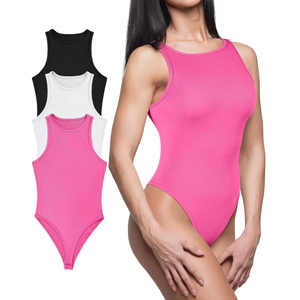 3 Pack Women's Bodysuits, Sleeveless Ribbed Bodysuits Crew Neck Bodysuit Tanks Basic Leotard Tops M