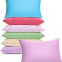 Kigley 6 Pack Mini Pillows for Daycare 9.1 x 13.8'' Small Travel Soft Breathable Cotton Pillow for Kids School Nap Travel Pet Neck Lumbar Purse Insert (Macaron Colors)