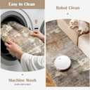 2x5 Washable Kitchen Runner Rug: Modern Abstract Runners for Hallway Soft Non Slip Rugs with Rubber Backing Low Pile Thin Floor Carpet for Entryway Bedroom Bathroom Bedside Indoor(Brown/Brick,2x5)