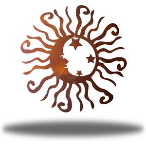 Riverside Designs Wacky Solar Moon Metal Wall Art Steel Outdoor Decor | Heavy-Duty and Waterproof | Made in USA (Copper, 18L x 18W)