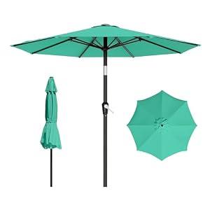 AreShark 9 FT Patio Umbrella for Outdoor, Outdoor Table Umbrella with Push Button Tilt and Crank, Outdoor Patio Umbrellas with 8 Sturdy Ribs for Market, Garden, Pool (Peacock Blue)