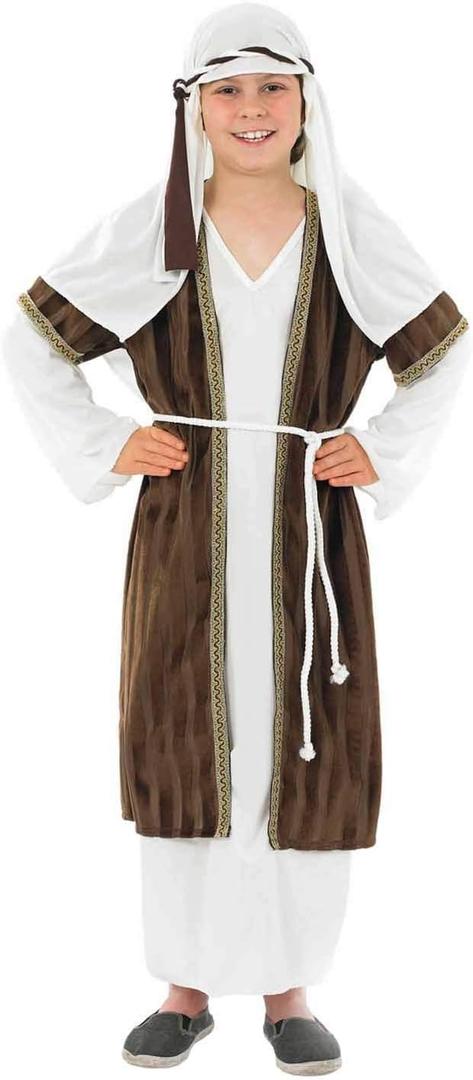 fun shack Boys Shepherd Costume for Kids, Joseph Costume for Boys, Shepherd Boy Outfit, Nativity Dress-Up (Large, Brown)