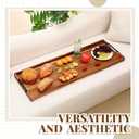 Teenyyou 36"x 12" Extra Large Ottoman Tray with Handle Acacia Wooden Charcuterie Board Serving Cheese Boards Tray Oversized Coffee Table Rectangle Supplies for Tea Kitchen Food Beverage Fruit Snack