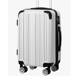 Coolife Luggage Expandable(only 28") Suitcase PC+ABS Spinner 20in 24in 28in Carry on (white grid new, M(24in))
