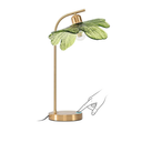 Glass Table Lamps Mid Century Modern Table lamp Gold Desk lamp tall table lamp nightstand lamp touch Table lamp with Green Flower Design Bedside Table Lamp for end table Bedroom Living Room Office