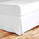 Split Corner Bed Skirt 16 Inch Drop Queen Size 100% Natural Cotton Wrinkle and Fade Resistant Queen Size, White Solid