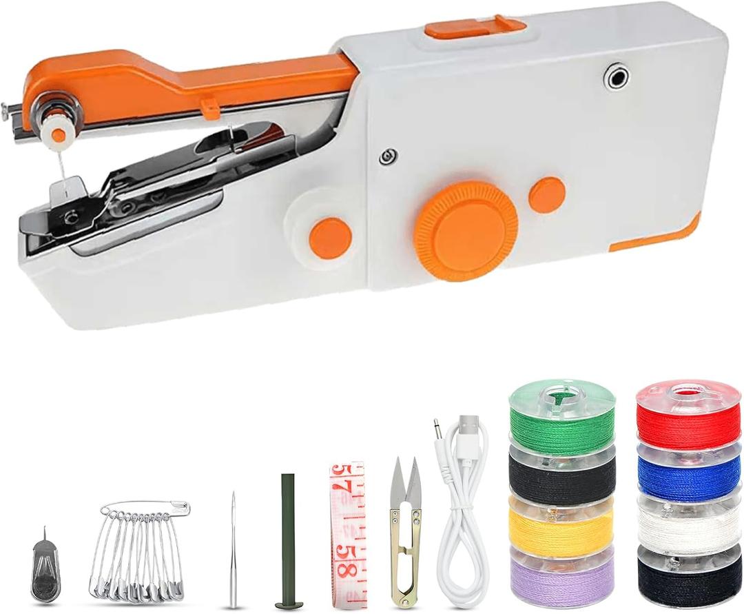 Handheld Electric Sewing Machine for Beginners Adult, Portable Handy Stitching Single Thread Sewing Machine for Quick Clothes Repair, Suitable for Home DIY, Battery or USB Powered
