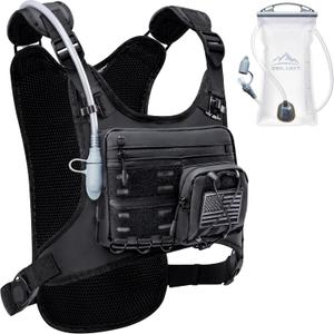 Running Vest with 2L Water Bladder, USA Original Patent, Lightweight Adjustable Chest Pack with Gear Holder, Reflective Running Hydration Vest for Women Men for Marathon, Hiking (Medium-Large, Black)