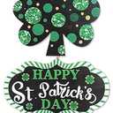St. Patrick's Day Door Sign Happy Saint Patricks Day Wooden Decorations Welcome Hanging Signs Shamrock Home Wall Decor for Farmhouse Porch Front Door Outdoor