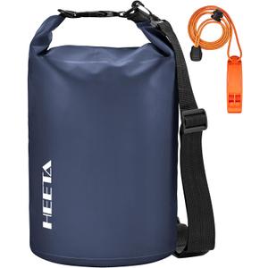 HEETA Waterproof Dry Bag for Women Men, 5L/10L/20L/30L/40L Roll Top Lightweight Dry Storage Bag Backpack with Emergency Whistle for Travel, Kayaking, Boating, Camping, Beach, Cruise Ship Essentials (Dark Blue)