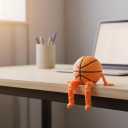 3D Printed Basketball & Articulated Ball Buddy, Movable Basketball Figurines for Desk Decor, Sport Lover Gifts, Unique Sports Collectible Figurines, (Basketball).
