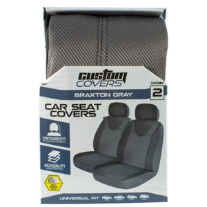 Custom Covers Braxton Gray Car Seat Covers Universal Fit 2 Pieces