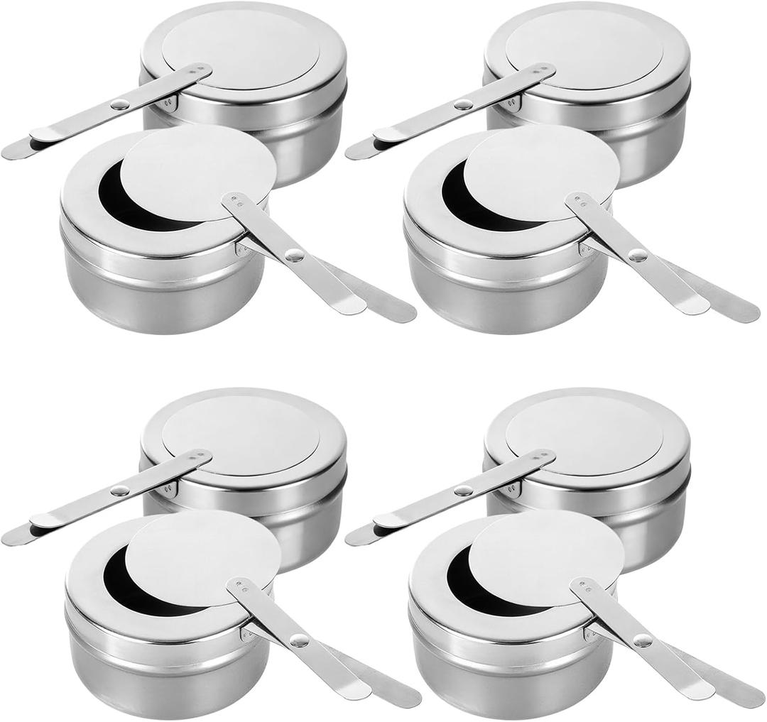 STARVAST 12PCS Chafing Fuel Holder, Canned Heat Holder for Chafing Dish, Stainless Steel Fuel Holders with Safety Cover, Canned Heat Box Holder for Buffet Barbecue Parties Chafing Dish Buffet