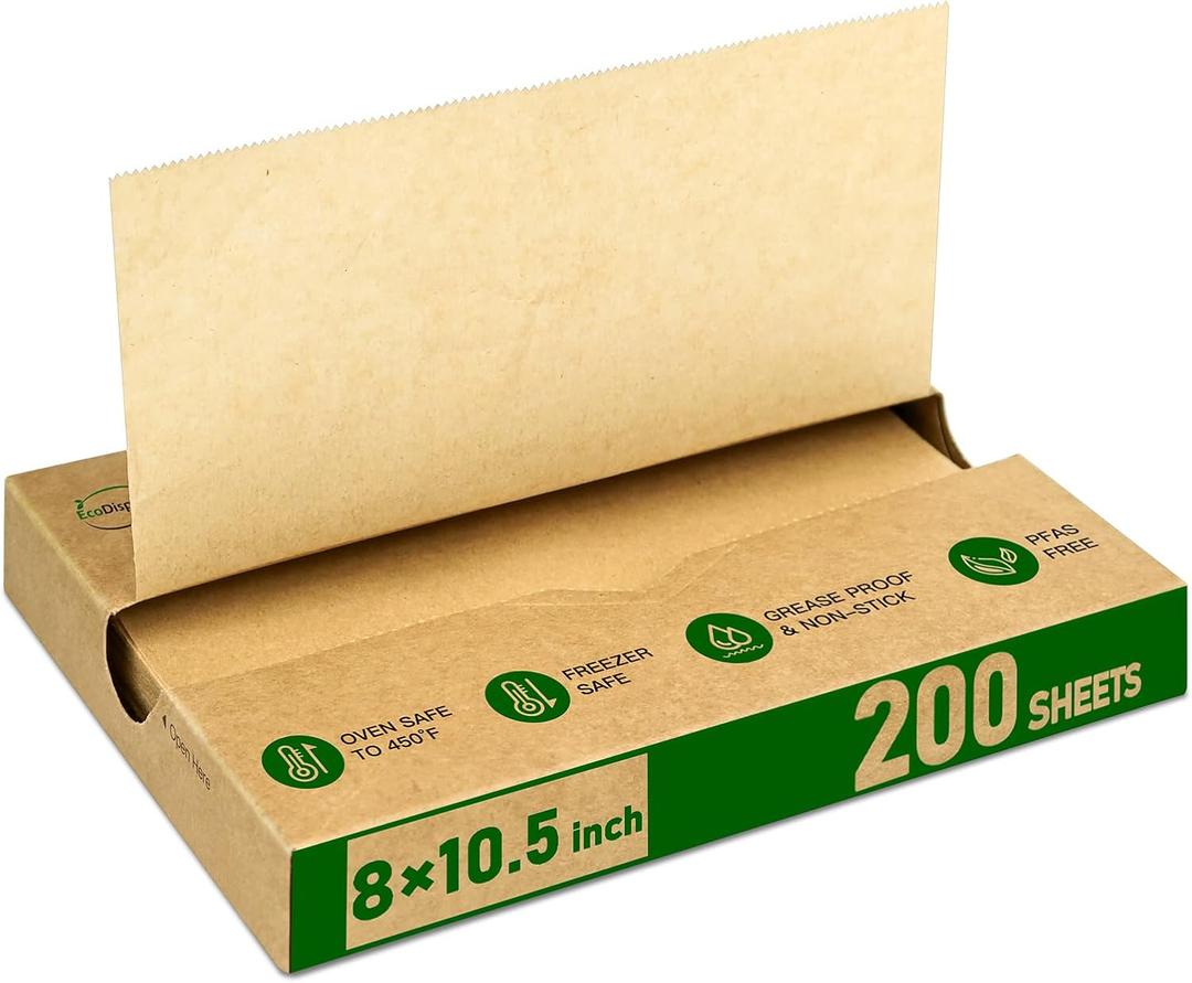 EcoDispose Precut POP UP Deli Paper Sheet Pack of 200, Interfolded Heavy Paper for Food Wrap and Serving (8" x 10-1/2", Kraft