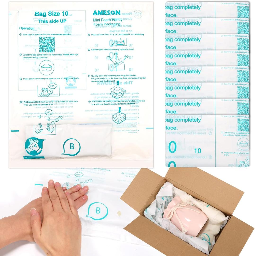 20 Pack 14"x16" Expanding Foam Packaging Cushioning Foam Pouches Expanding for PC Electronic Components Equipment Fragile Items Shipping Moving Packaging Storage