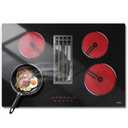 Hobsir Electric Cooktop 30 Inch with Downdraft, 4 Burner Radiant Cook top 6000W, Ductless Downdraft Electric Cooktop 496m/h, 30 Stove Top with 9 Power Level, Timer, Safety Lock, 220V