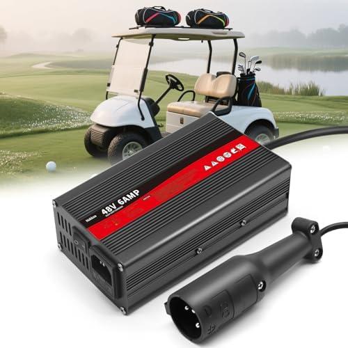 Nakkaa 48 Volt Golf Cart Charger with 3-Pin Round Plug 6 Amp Compatible with DS Golf Cart